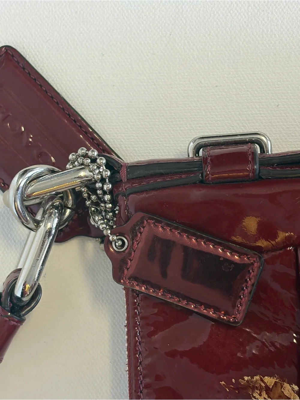 Coach Burgundy Patent Leather Shoulder Bag Y2K SoHo